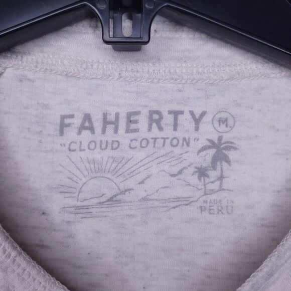 Faherty Henley Shirt Mens Medium White Cloud Cotton Pima - Picture 9 of 11